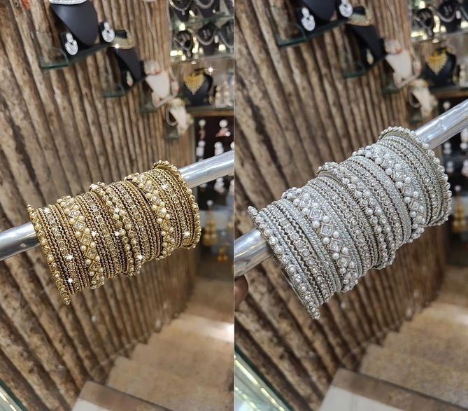 Bridal Wedding Wear Copper And Silver Bangles Set Wholesale Online
